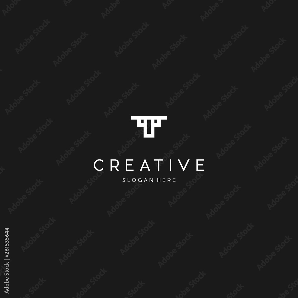 Letter T logo design - vector sign, Minimal vector graphic alphabet symbol. Letter T logo. Letter T logo design - vector sign, Minimal vector graphic alphabet symbol. Letter T logo.