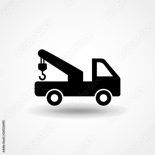 Tow truck icon vector, filled flat sign, solid pictogram isolated on white. Symbol, logo illustration. Pixel perfect