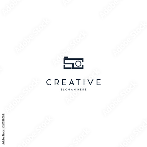 Letter SC Camera Photograph Creative Icon Logo, simple typography SC with camera style vector logo