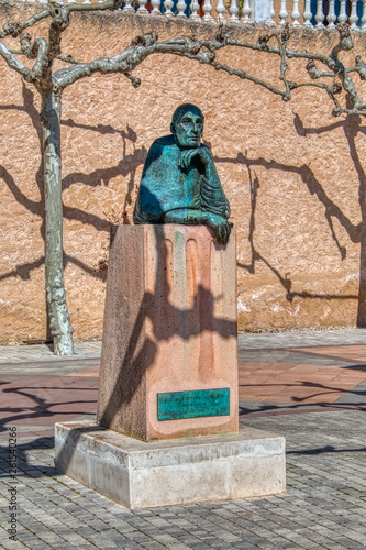 Cardinal Cisneros, (1436-1517), statue in the Paseo del Espolon, one of the most emblematic and beautiful places of Roa de Duero, a historic village in the province of Burgos, Spain