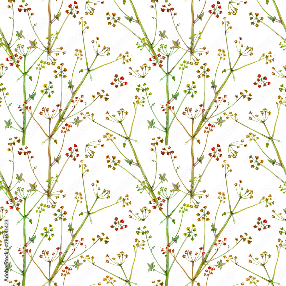 cute nature seamless texture with floral ornament. watercolor painting