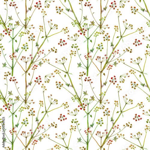 cute nature seamless texture with floral ornament. watercolor painting