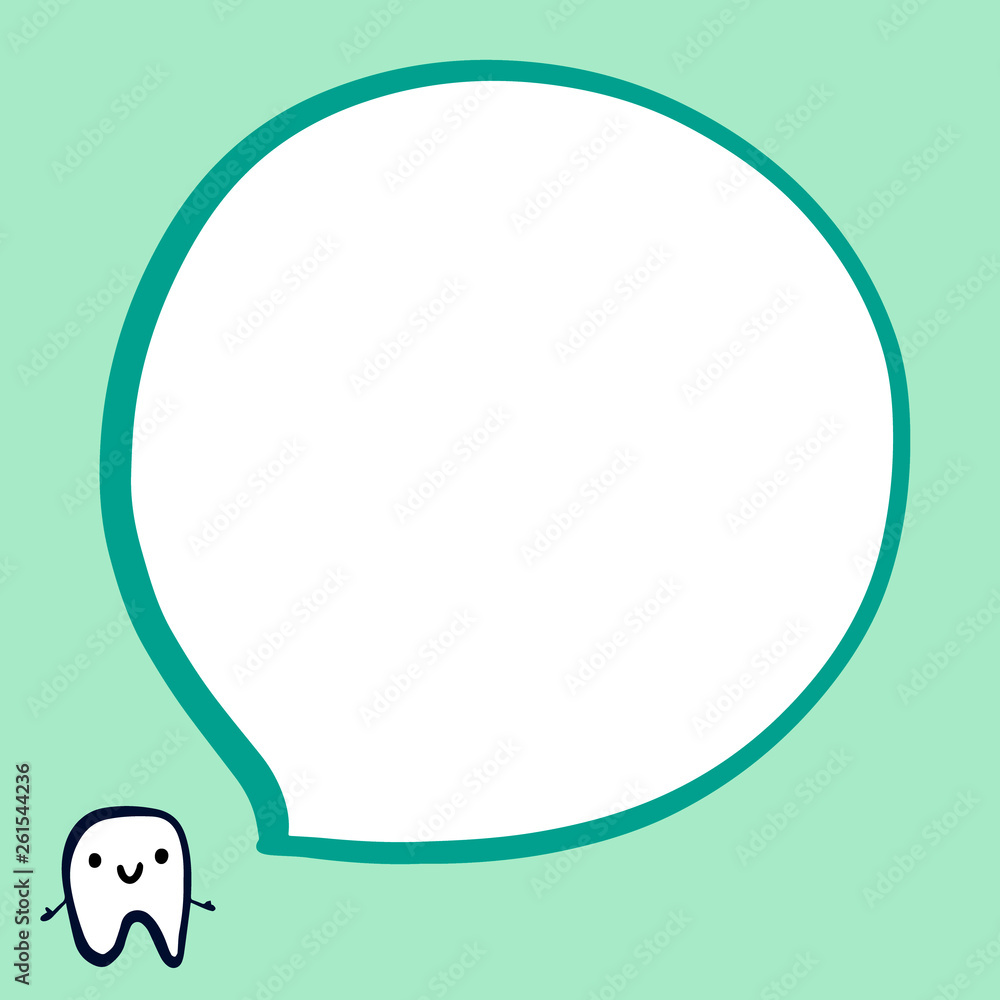 Obraz premium Smiling tooth talking and speech bubble hand drawn illustration