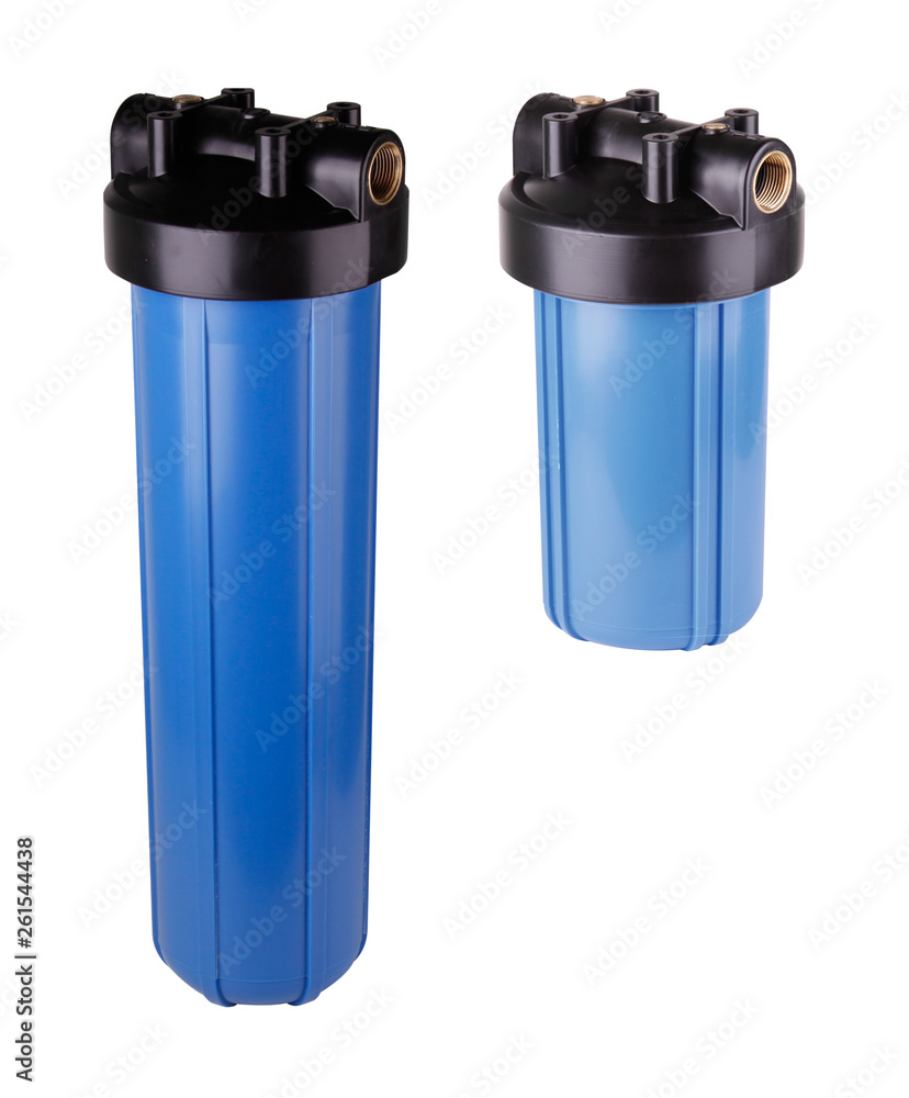 custom made wallpaper toronto digitalSet Filter flask blue, plastic water purification. Isolated white background. Main filters protect pipes, mixers, plumbing, and household appliances from contamination damage by mechanical particles.