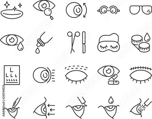 set of eye icons, such as eyedropper, sensitive, blind, eyeball, eyeproblem, lens