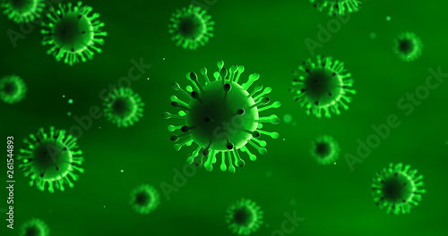 Virus And Bacteria 3D Illustration Render. Viral Disease. Science concept.