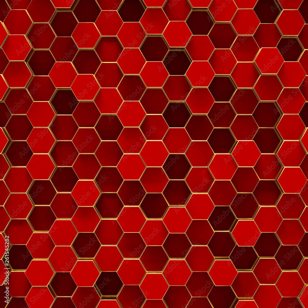 Abstract minimalistic background with red hexagons Abstract minimalistic background with red hexagons