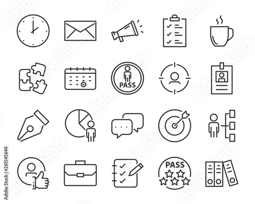 set of job seach icons ,such as work, career, traning, business, skill, meeting