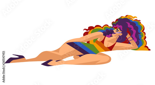 sensual transsexual with pride flag colors