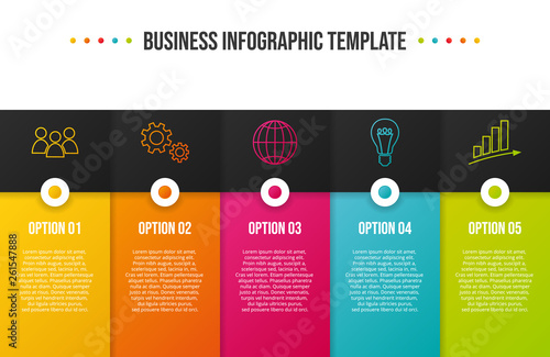 Colorful infograph with business symbols. Vector