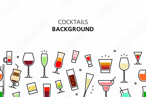 Cocktails background. isolated on white background