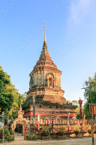 Golden pagoda at Wat Lok Moli Temple in Chiang Mai, North of Thailand
