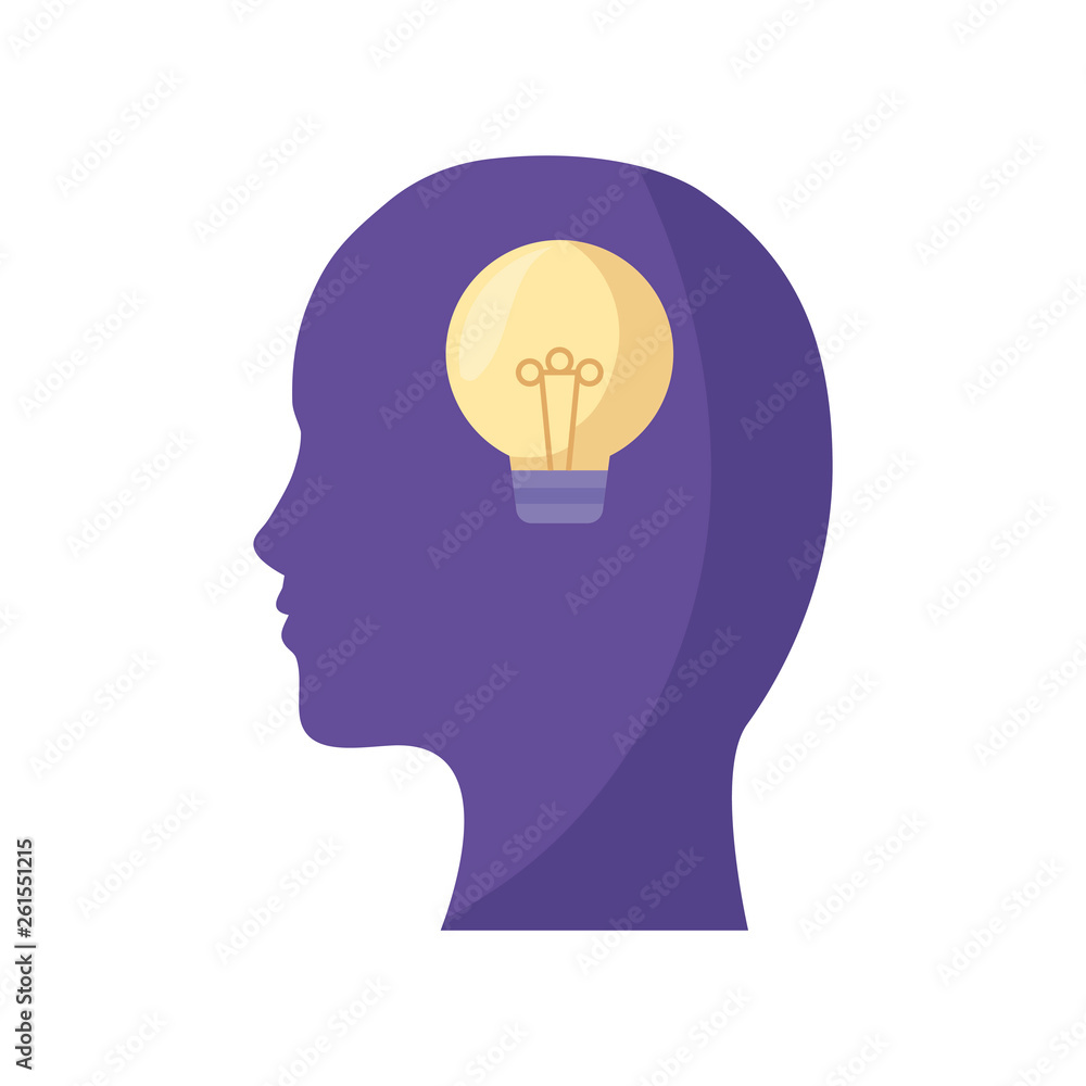 profile silhouette with light bulb idea profile silhouette with light bulb idea