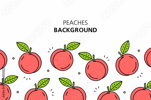 Peaches background. isolated on white background