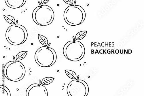 Peaches background. isolated on white background