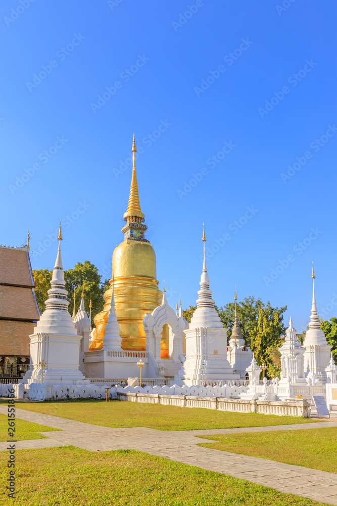 Pagodas at Wat Suan Dok Temple in Chiang Mai, North of Thailand