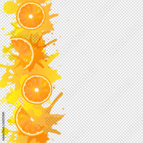 Orange Fruits Border With Paint Transparent Background