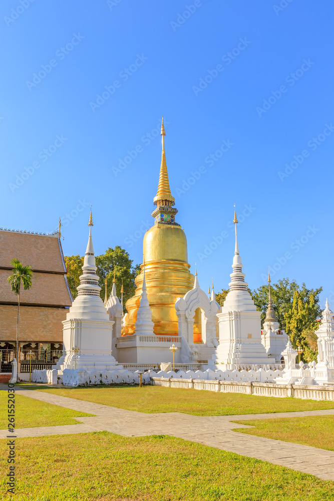 Naklejka premium Pagodas at Wat Suan Dok Temple in Chiang Mai, North of Thailand