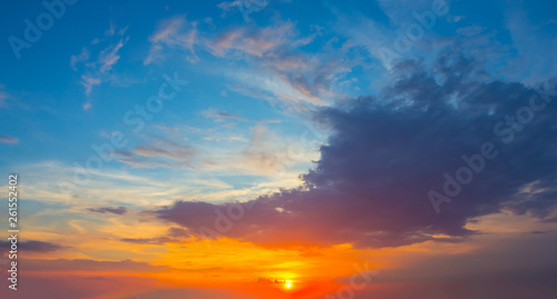 Fototapeta Naklejka Na Ścianę i Meble -  evening cloudy sky with dramatic sunset, natural background