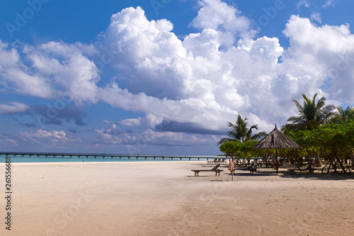 Maldives Tropical Beach with Nice Sand and Cloudy Sky