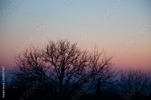 Incredible  beautiful  Bright sunset over the city. Gradient  the core of the sun. Beautiful sunset  red  orange