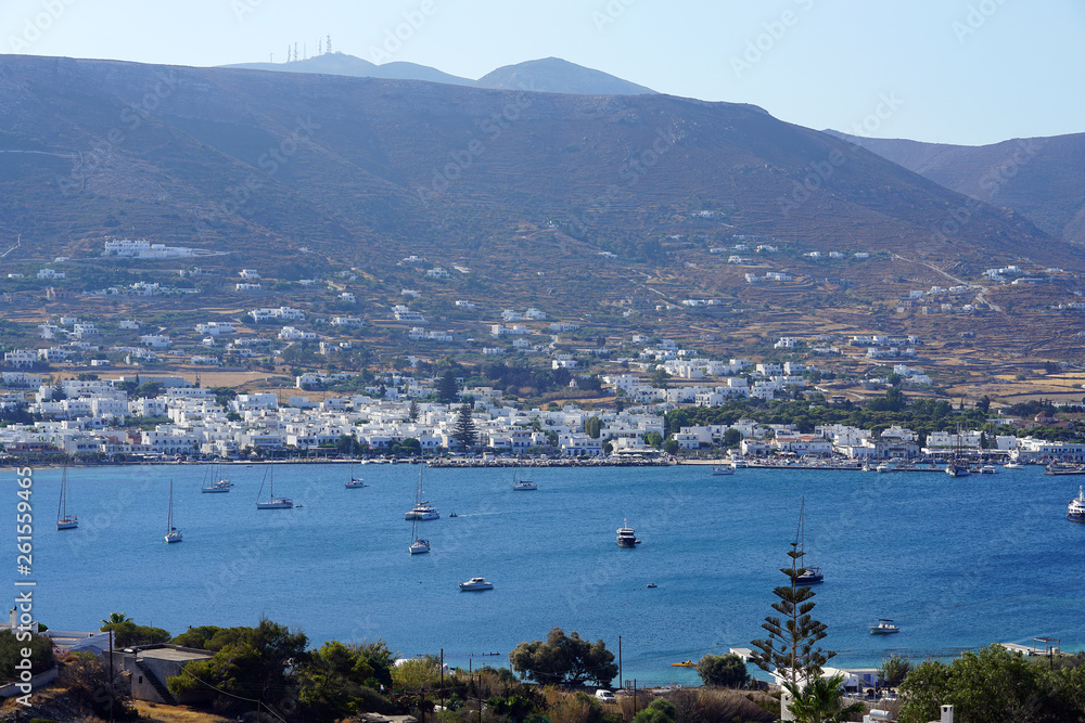 Beautiful panoramic view of the Gulf of Parikia