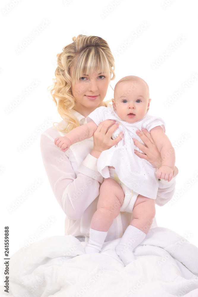cheerful beautiful young woman holding baby in hands cheerful beautiful young woman holding baby in hands