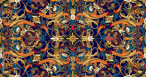 seamless pattern ofPersian ornament.Vintage floral baroque pattern, italian persian.