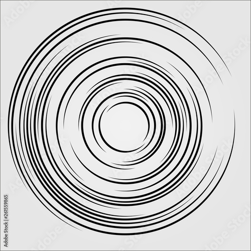 Geometric radial element. Abstract concentric, radial geometric motif. Vector illustration.