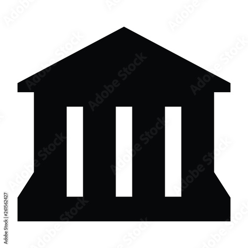 A black and white vector silhouette of a museum