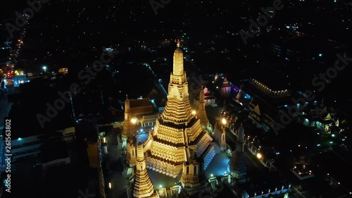 Wallpaper Mural Aerial view to Wat Arun temple, at night, Bangkok, Thailand Torontodigital.ca