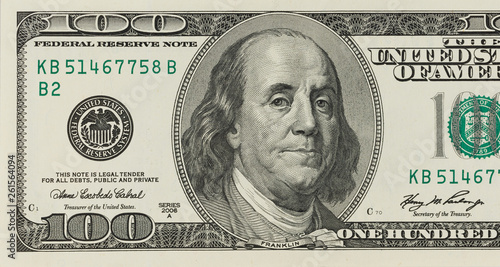 Macro shot of a 100 dollar