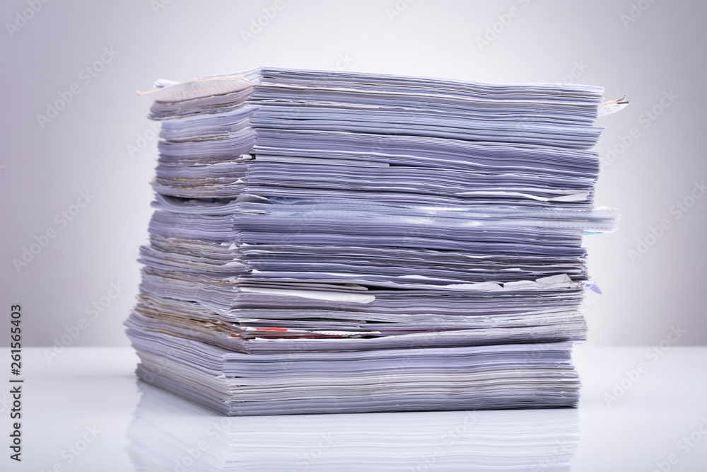 Stack Of Document Paper On White Background Stack Of Document Paper On White Background