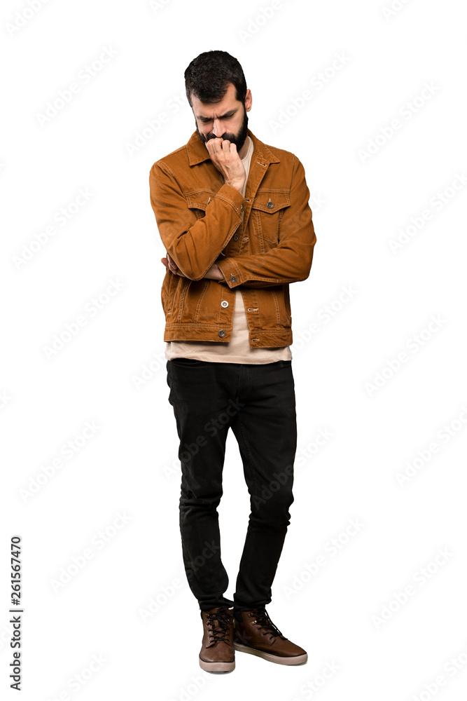Handsome man with beard having doubts over isolated white background Handsome man with beard having doubts over isolated white background