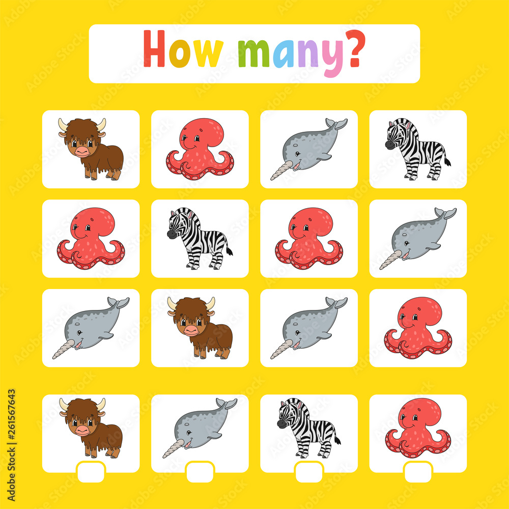 Counting game for children of preschool age. Learning mathematics. How ...