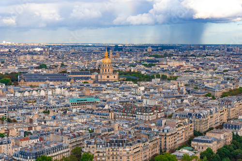 Aerial view of Paris from the top of Eiffel tower in cloudy day © Jphoto4956