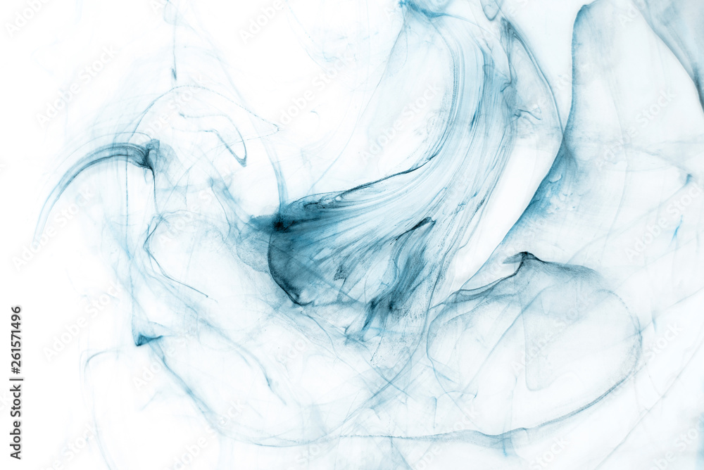 Fototapeta premium Isolated blue fog on the white background, smoky effect for photos and artworks. 