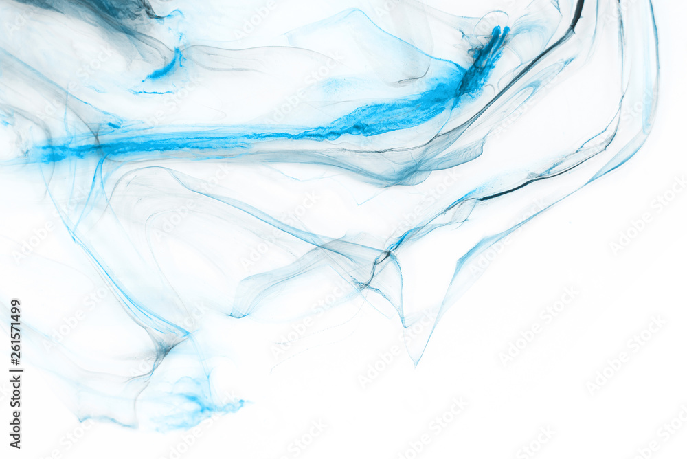 Isolated blue fog on the white background, smoky effect for photos and artworks. 