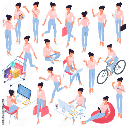 woman poses and activities