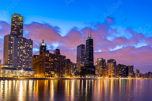 Chicago Skylines at night. © vichie81
