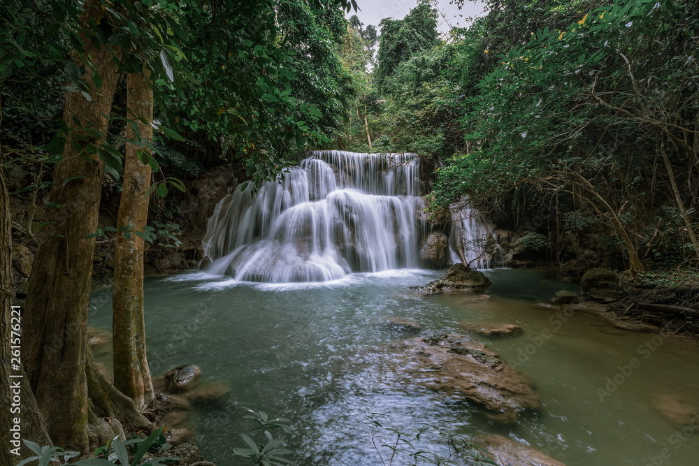 Huai Mae Khamin Waterfall tier 3, Khuean Srinagarindra National Park, Kanchanaburi, Thailand Huai Mae Khamin Waterfall tier 3, Khuean Srinagarindra National Park, Kanchanaburi, Thailand