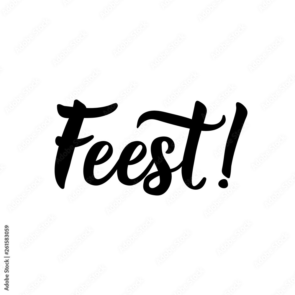 Dutch text: Party. Lettering. vector. element for flyers, banner and posters Modern calligraphy.