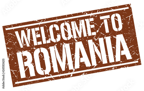 welcome to Romania stamp