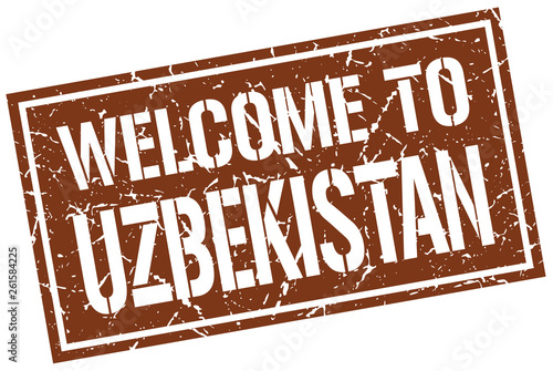 welcome to Uzbekistan stamp