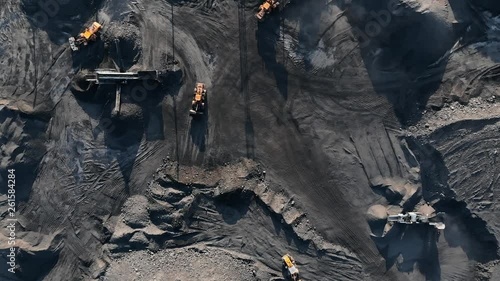 Open pit mine, extractive industry for coal, top view aerial drone