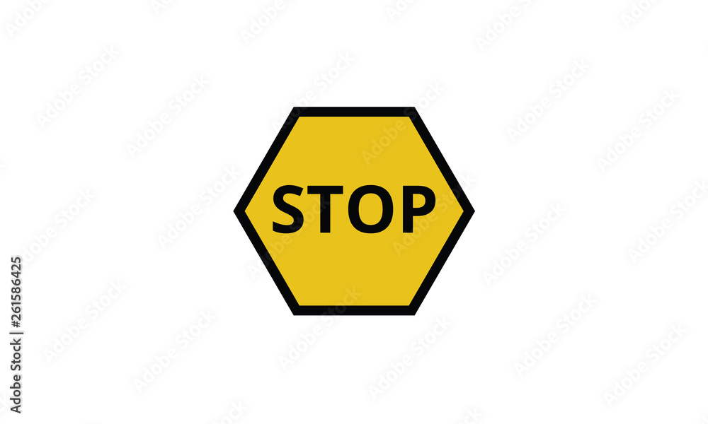 Stop traffic sign yellow color symbol Stop traffic sign yellow color symbol