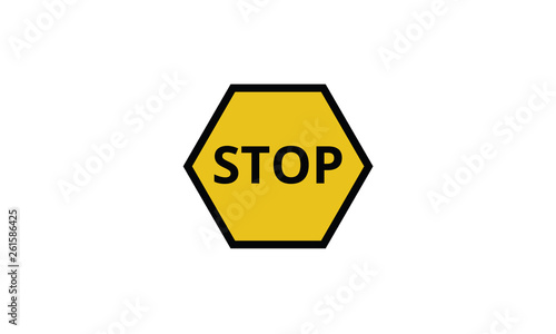 Stop traffic sign yellow color symbol