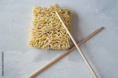  instant noodles and wooden sticks photo