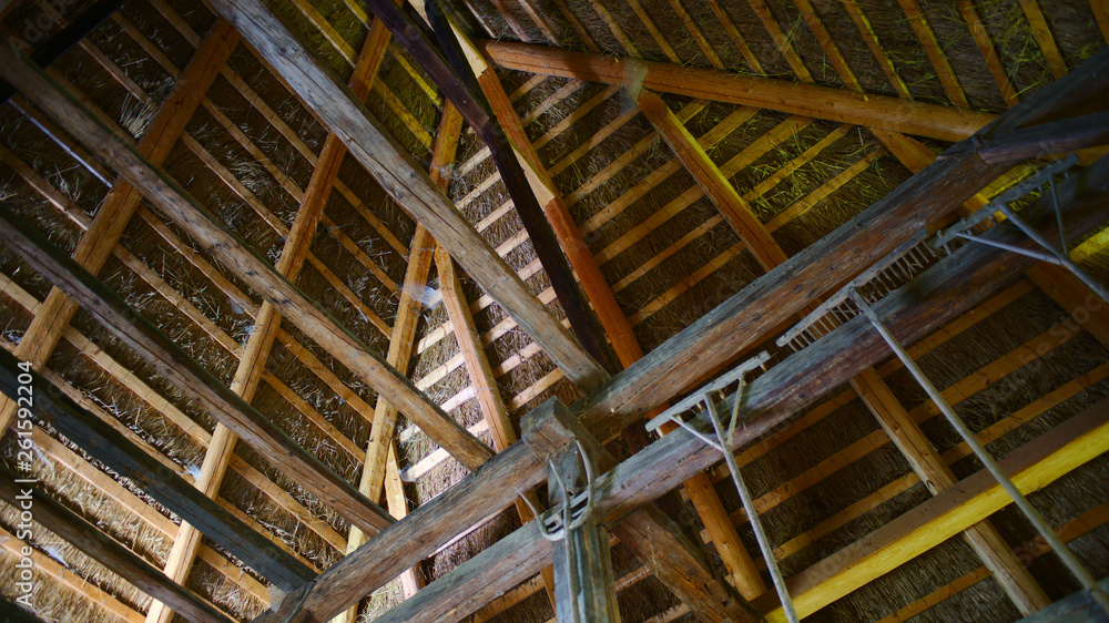 traditional swiss thatch roof from the inside