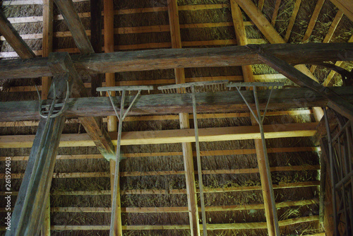 traditional swiss thatch roof from the inside